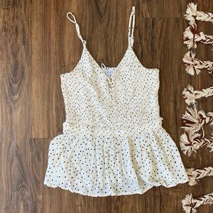 Peplum Top polka dot creme/blue